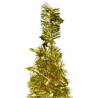 6ft. Pre-Lit Gold Tinsel Pop-Up Artificial Christmas Tree, Clear Lights