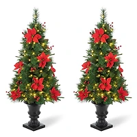 2 Pack 4ft. Pre-Lit Pine Artificial Christmas Porch Tree