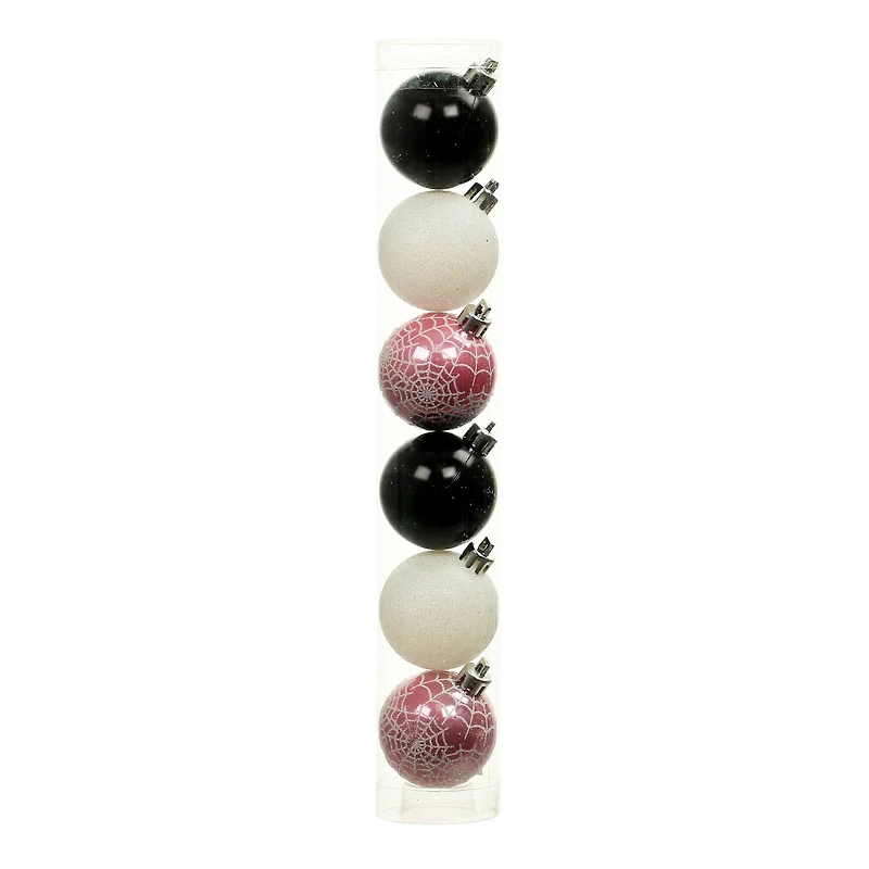 1.75" Pink, Black & White Halloween Ball Ornaments, 6ct. by Ashland® 