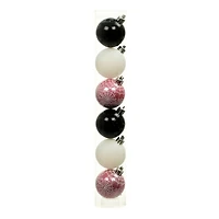 1.75" Pink, Black & White Halloween Ball Ornaments, 6ct. by Ashland® 