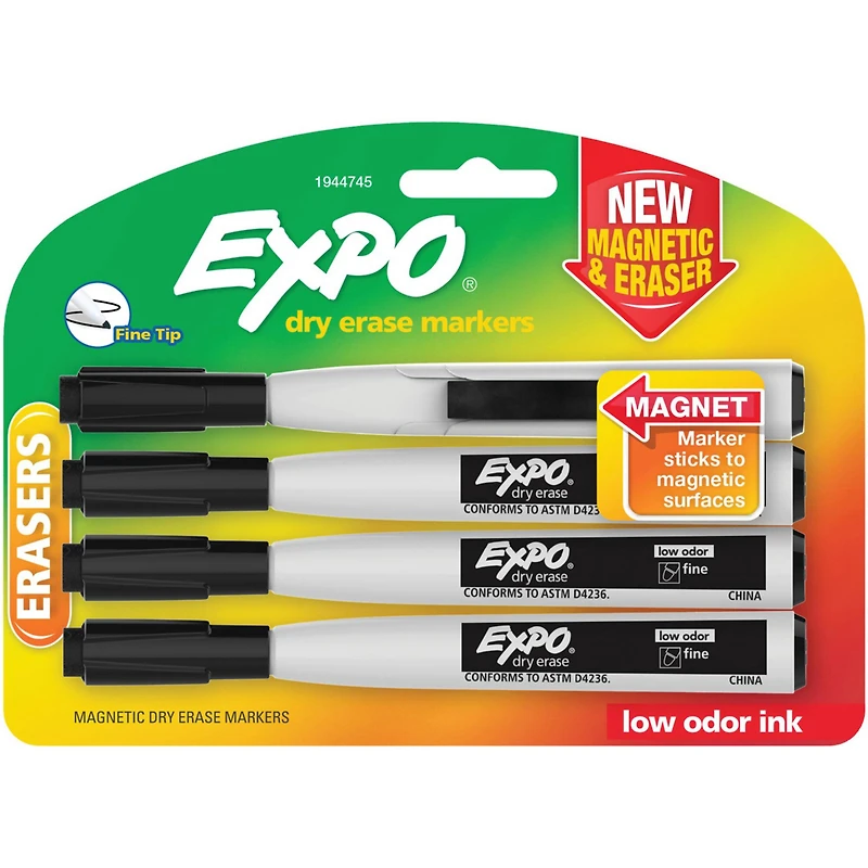 Expo® Black Magnetic Dry Erase Fine Marker & Eraser Set