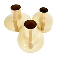 CosmoLiving by Cosmopolitan Yellow Metal Abstract Enameled Vase with Gold Handle Set