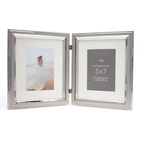 Expressions™ 2 Opening 5" x 7" Silver Hinged Frame with Mat by Studio Décor®