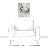 Hydrangeas In Bucket 16" x 20" Canvas Wall Art