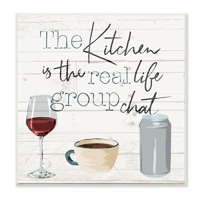 Stupell Industries Kitchen Group Chat Wooden Wall Plaque