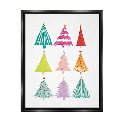 Stupell Industries Varied Fun Christmas Trees Framed Floater Canvas Wall Art
