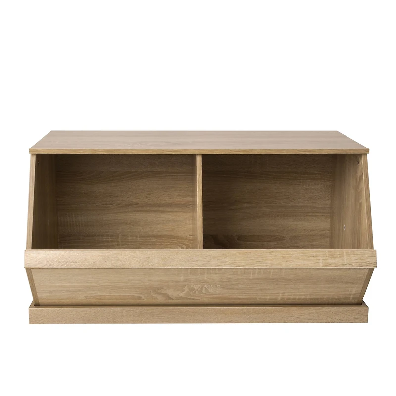 32" Oak Shoe Rack Bench Storage Unit