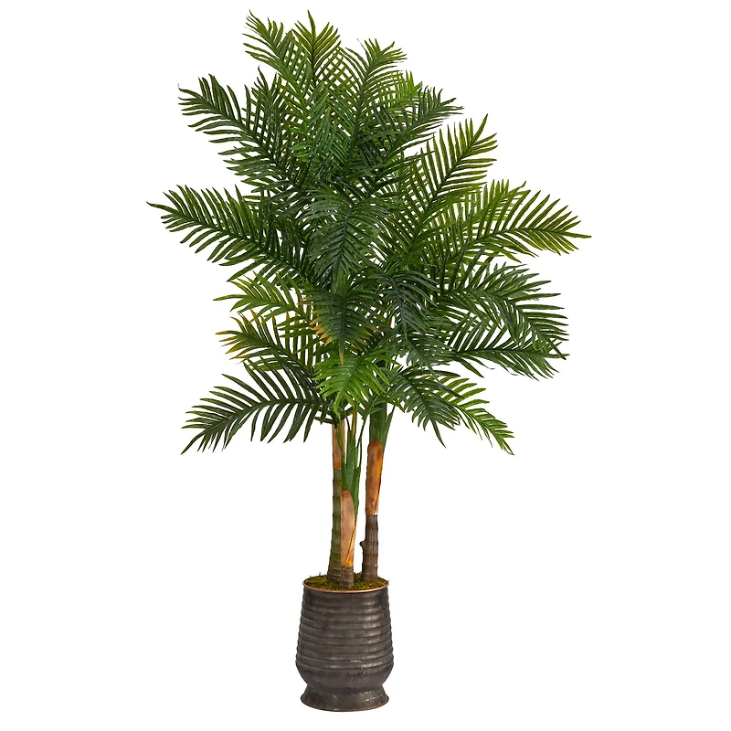 5.5ft. Areca Palm Tree in Ribbed Metal Planter