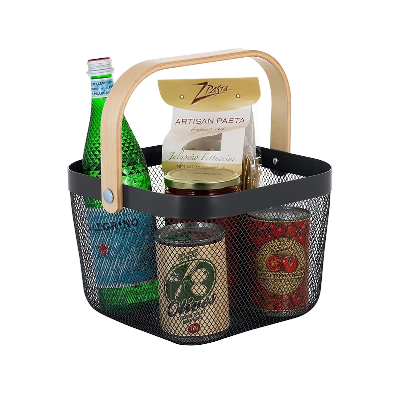 Simplify Gray Mesh Tote with Bamboo Handle