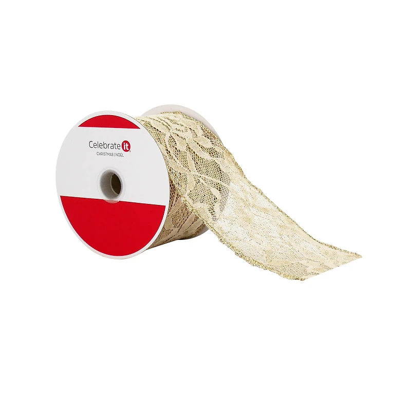 2.5" x 20ft. Linen Lace Wired Ribbon by Celebrate It®
