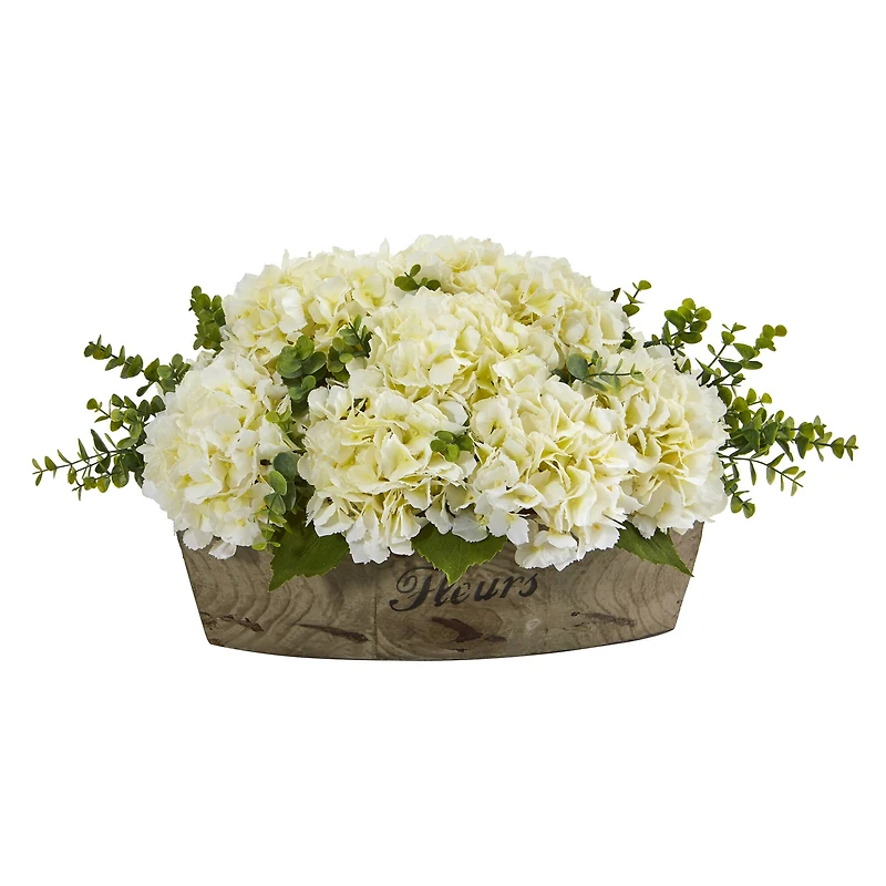 17" Hydrangea and Eucalyptus Artificial Arrangement