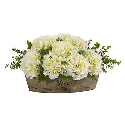 17" Hydrangea and Eucalyptus Artificial Arrangement
