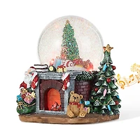 Glitzhome® 7.75" Lighted Musical Christmas Tree on Fireplace Waterglobe