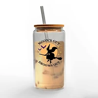 Moon's Out Brooms Out 16oz. Glass Can Cup