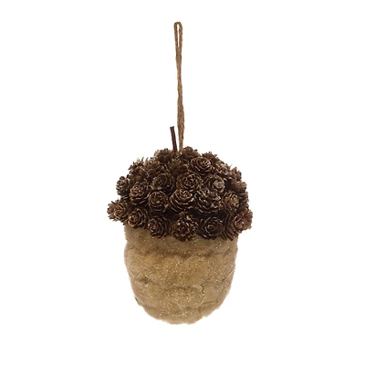 Hello Honey® 7.5" Brown Sisal Acorn Ornament with Pinecone Top