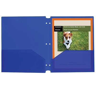 C-Line® Blue 2-Pocket Poly Portfolios with 3-Hole Punch, 25ct.