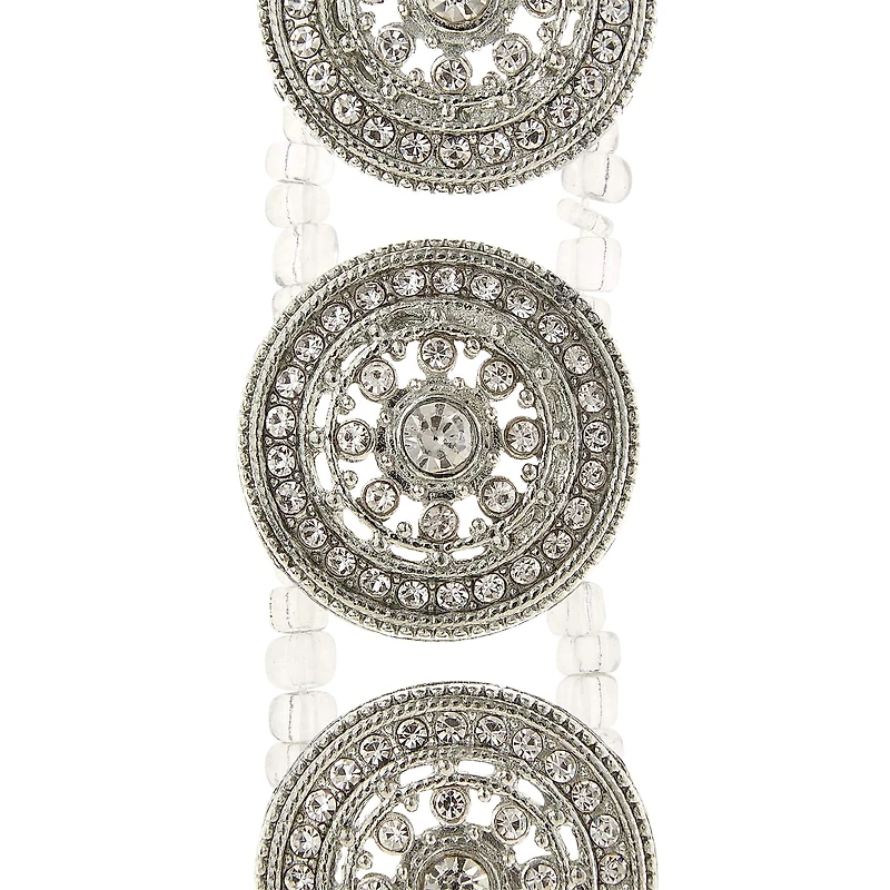 Rhodium with Clear Rhinestone Round Slider Beads, 23mm by Bead Landing™