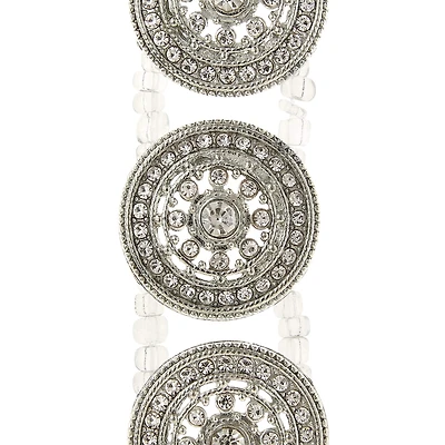 Rhodium with Clear Rhinestone Round Slider Beads, 23mm by Bead Landing™