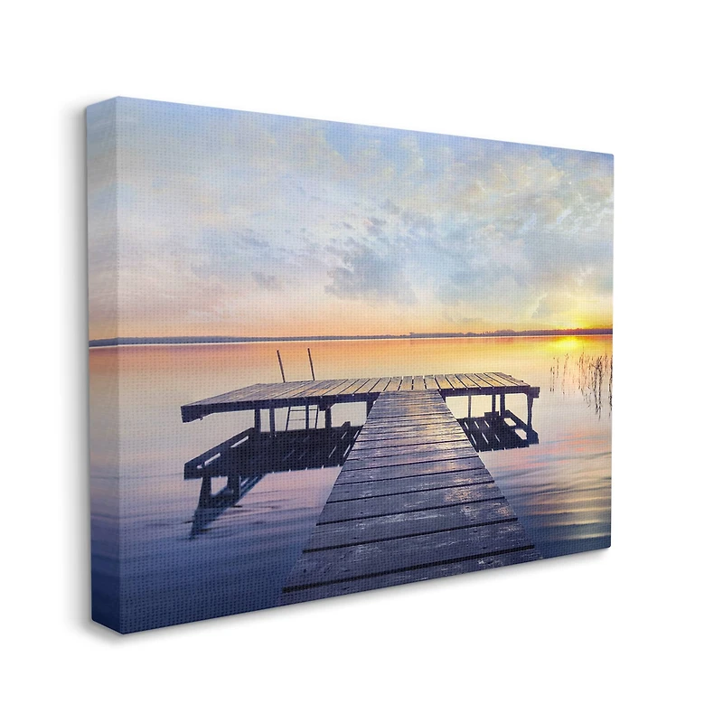 Stupell Industries Tranquil Lake Dock Sunset Nautical Summer Sanctuary Canvas Wall Art