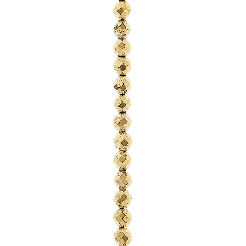 Gold Faceted Luster Hematite Round Beads, 6mm by Bead Landing™