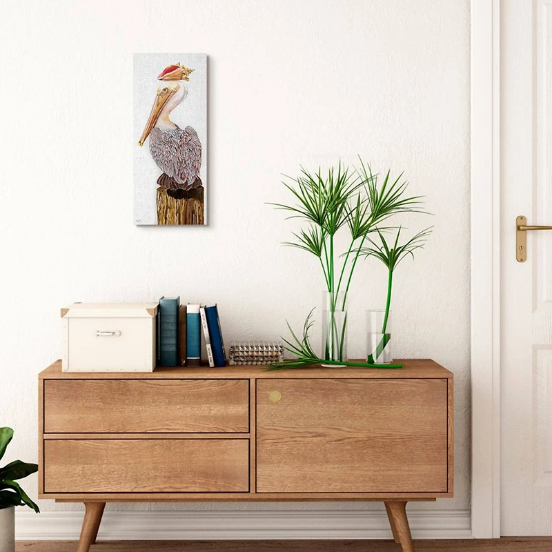 Stupell Industries Nautical Pelican Beach Post with Sea Shell Canvas Wall Art