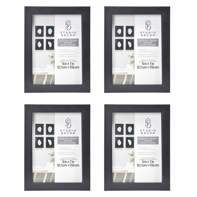 4 Pack 5" x 7" Black Back Loading Shadow Box by Studio Décor®