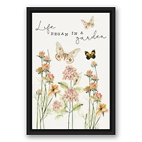 Life Began in a Garden White Floating Framed Canvas Wall Art