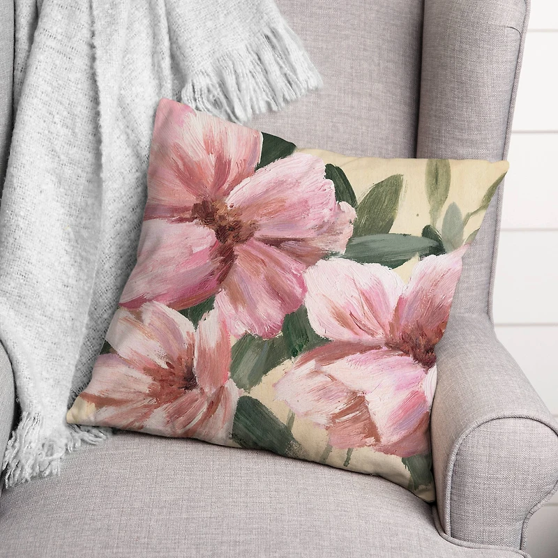 Pink Florals Throw Pillow