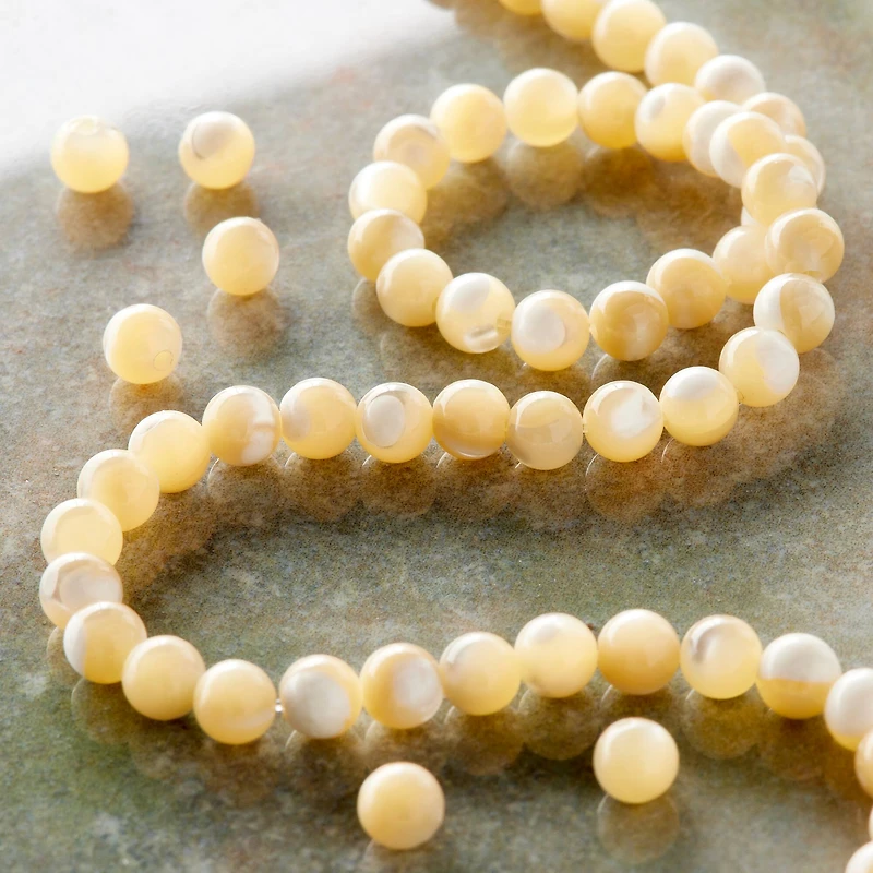 Natural Amber Mother of Pearl Beads, 4mm by Bead Landing™