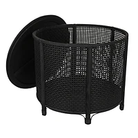 Hello Honey® Round Bamboo & Rattan Accent Table