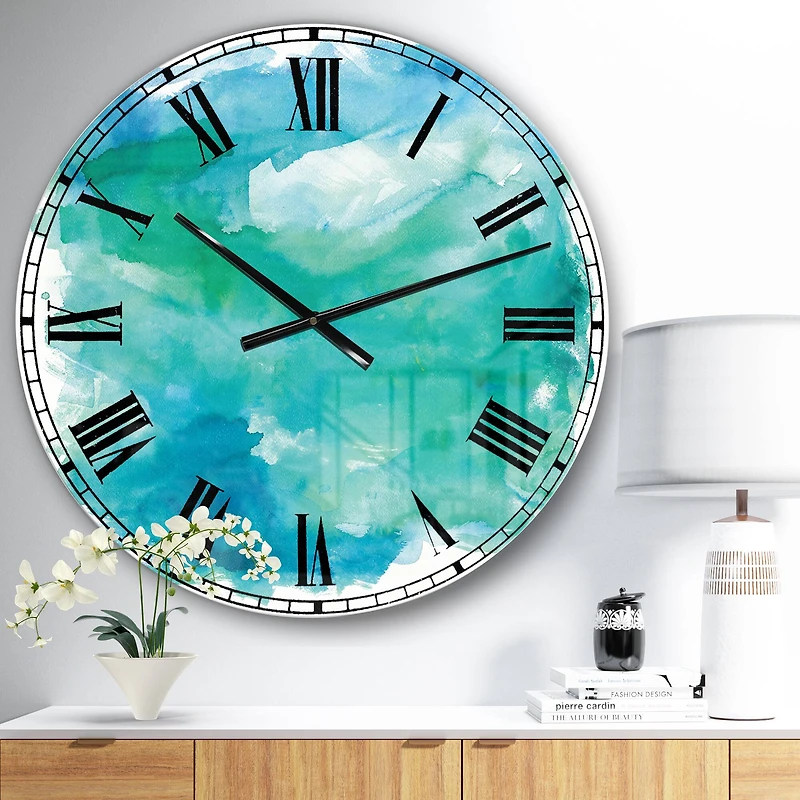 Designart Sea Glass Farmhouse Wall Clock