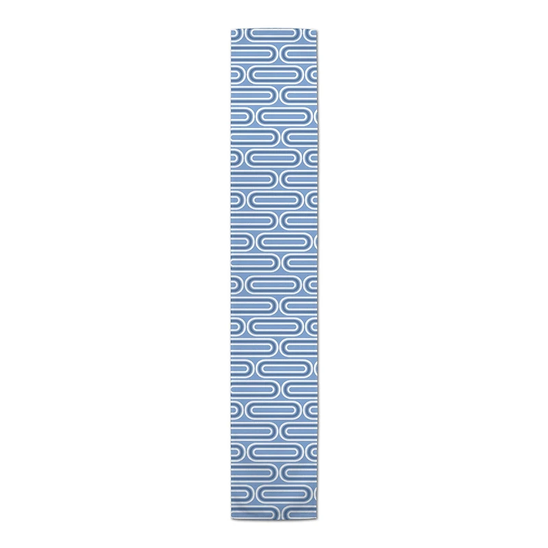 90" Groovy Blue Lines Cotton Twill Runner