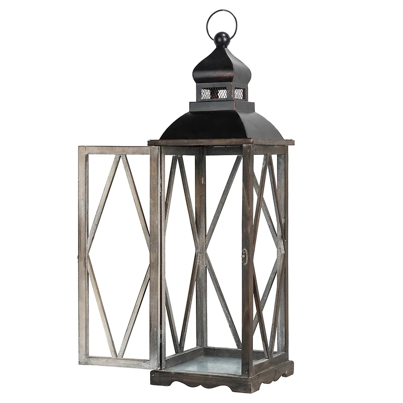 Modern Farmhouse Wooden Lantern Set, 28.5" & 20.5"