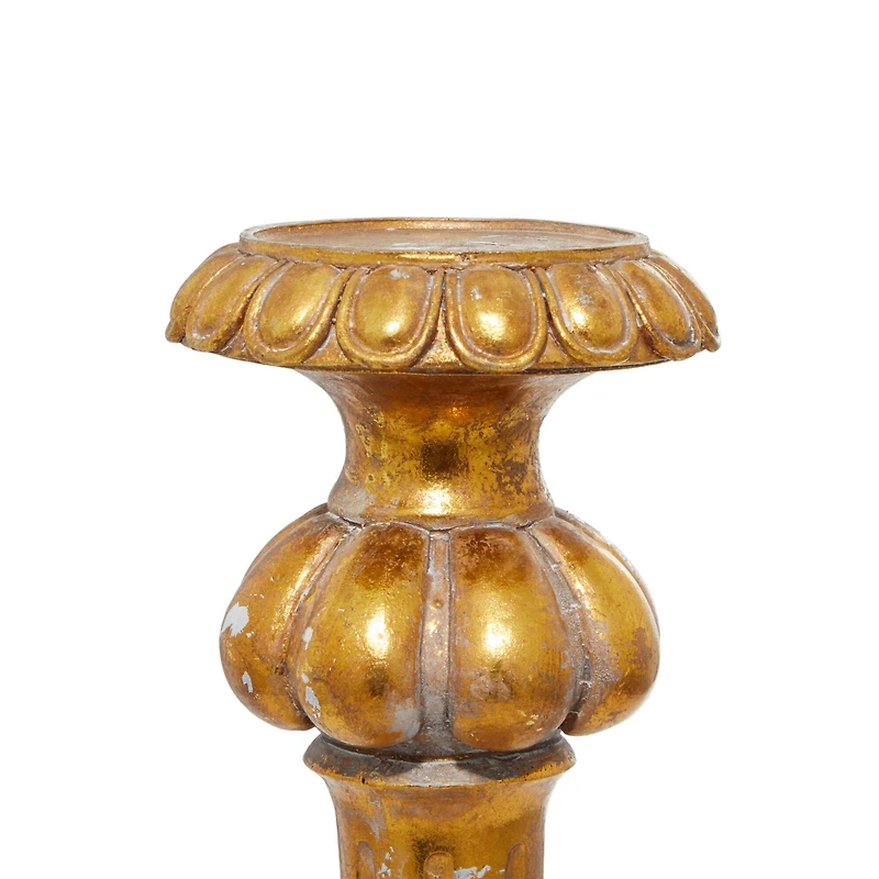22" Gold Polystone Rustic Candlestick Holder