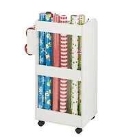 Honey Can Do 3-Drawer White Rolling Craft Cart with Drawers & Slotted Compartments