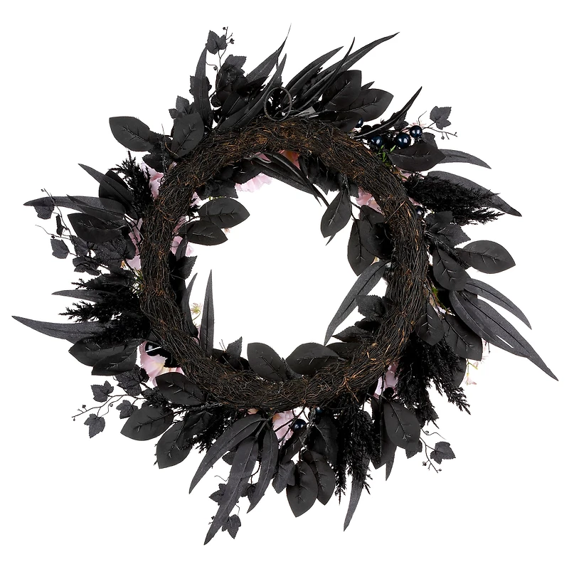 26" Pretty Morbid Pink Carnation Halloween Wreath