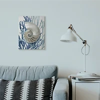 Stupell Industries Shell Coral Beach Blue Design Canvas Wall Art