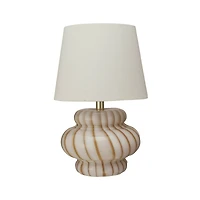 Hello Honey® 18.5" Yellow & Cream Striped Hand-Blown Art Glass Table Lamp
