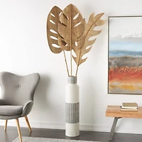 79" Light Brown Bamboo Wood Woven Palm Leaf Set