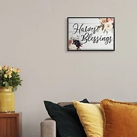 Stupell Industries Harvest Blessings Phrase Pink Peony Floral Arrangements in Frame Wall Art