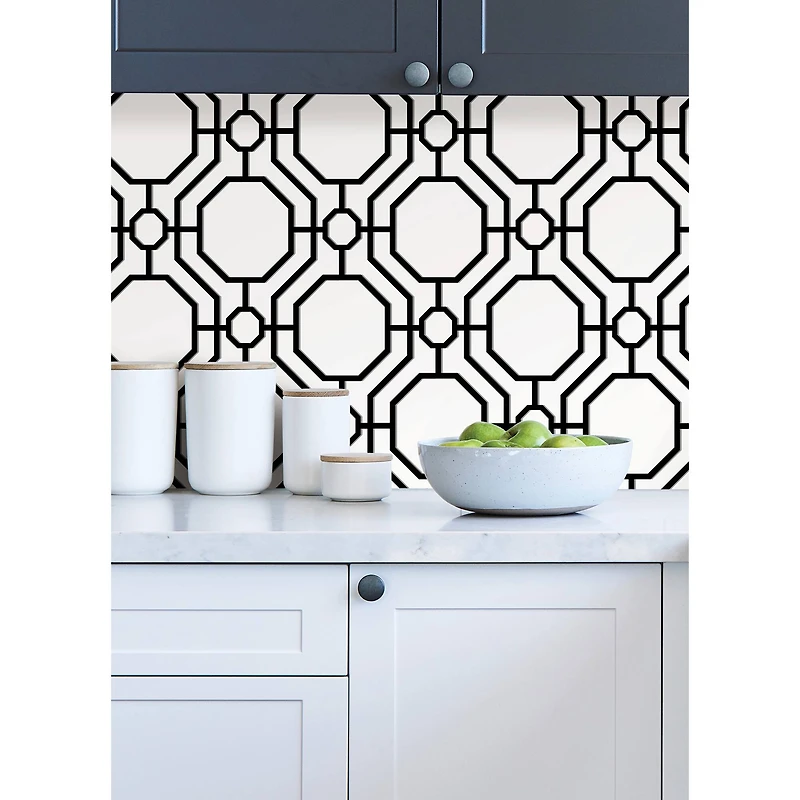 InHome Crawford Black & White Peel & Stick Wallpaper