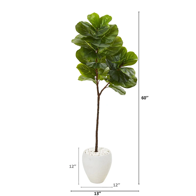 5ft. Fiddle Leaf Tree in White Planter