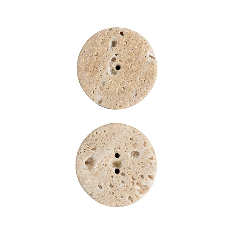 Hello Honey® Natural Round Travertine Salt & Pepper Shaker Set