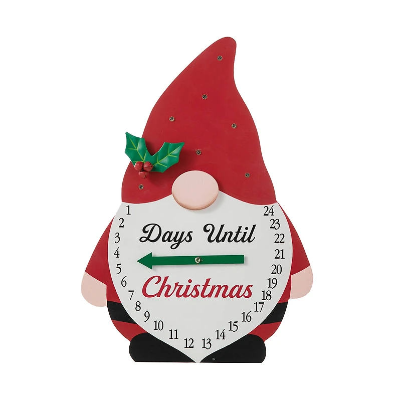 Glitzhome® 15'' Lighted Wooden Christmas Gnome Countdown Calendar