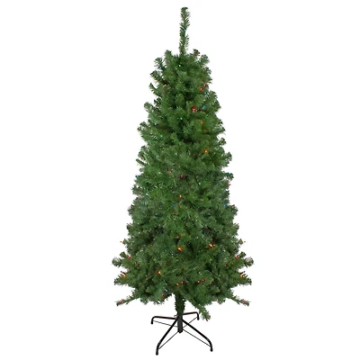 6ft. Pre-Lit Alberta Pine Artificial Christmas Tree, Multicolor Lights