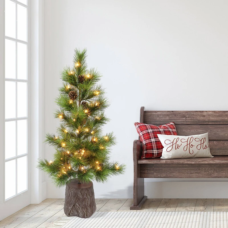 3.5ft. Pre-Lit Potted Artificial Christmas Tree, Clear Lights