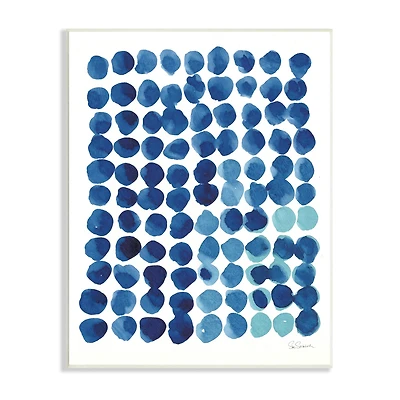 Stupell Industries Blue Polka Dot Pattern Circle Shape Grid Watercolor Wall Plaque
