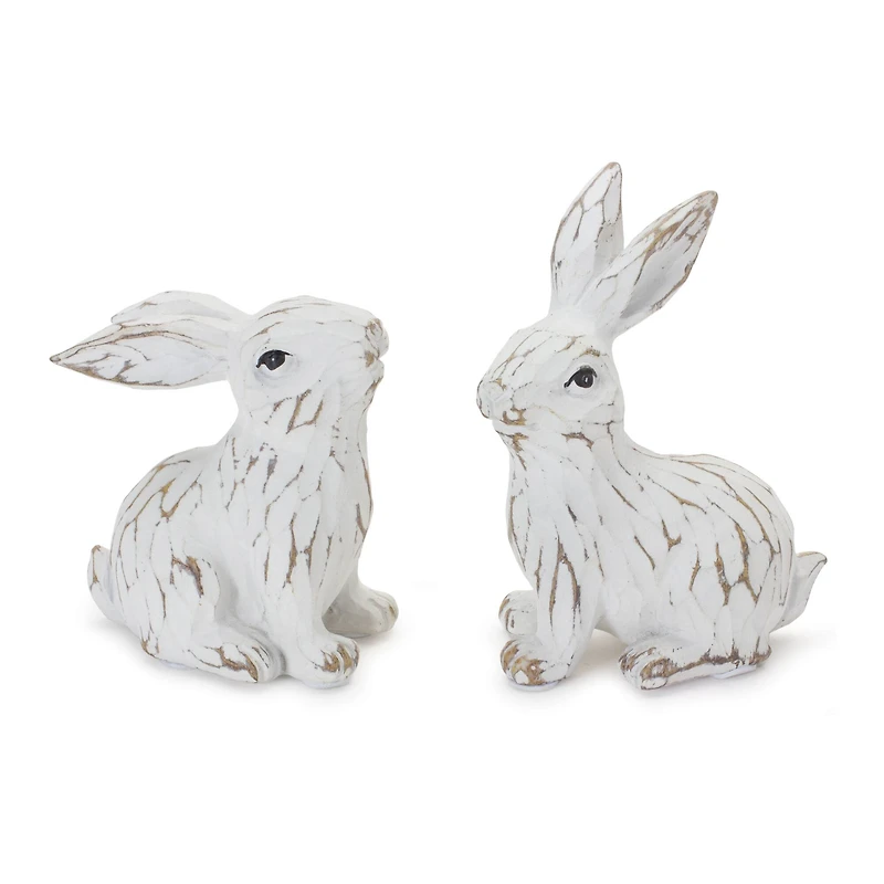 Carved Bunny Figurines Set