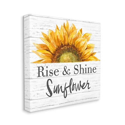 Stupell Industries Rise and Shine Sunflower Yellow Farm Floral Canvas Wall Art