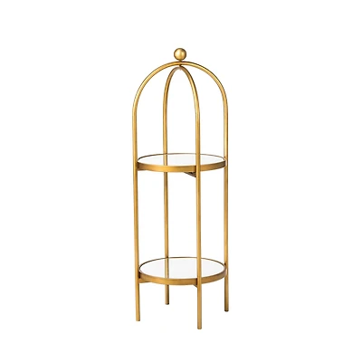 Glitzhome® 42" Gold Regency Modern 2-Tier Mirror Organizer Floor Shelf